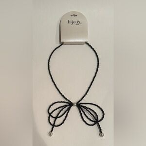 Bijoux Bar Beaded Bow Necklace with Faux Pearls New Unique